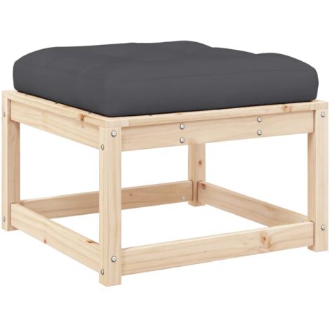 Repose-pied de jardin avec coussins bois de pin massif (1/5)