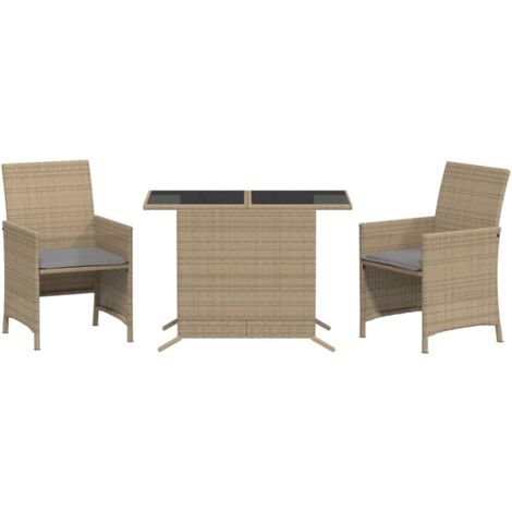 Ensemble de bistro 3 pcs coussins mélange beige résine tressée (1/5)