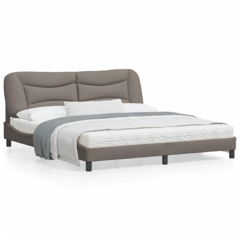 Cadre de lit avec lumières LED taupe 180x200 tissu (1/5)