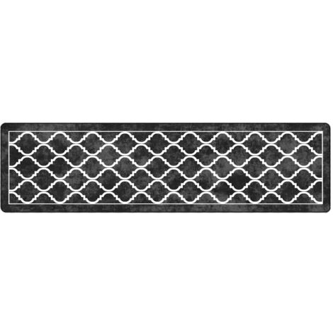 Tapis lavable noir et blanc 80x300 antidérapant (1/5)