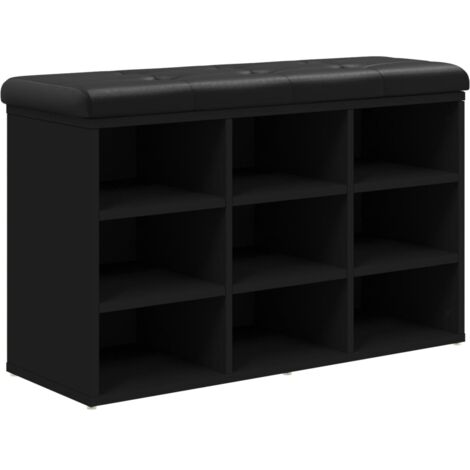 Banc à chaussures noir 82x32x50 bois d'ingénierie (1/5)