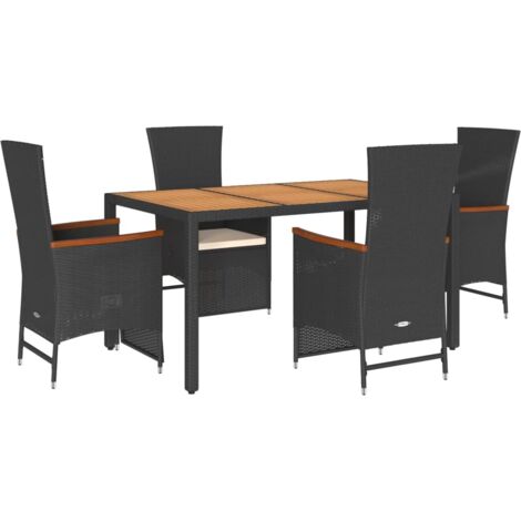 Ensemble à manger de jardin coussins 5pcs Noir Résine tressée (1/5)