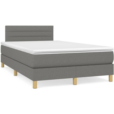 Sommier à lattes de lit matelas LED gris foncé 120x190 tissu (1/5)
