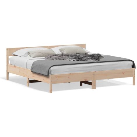 Cadre de lit avec tête de lit 180x200 bois de pin massif (1/5)
