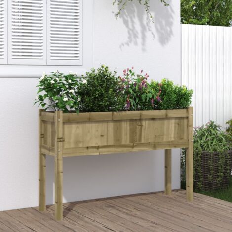Jardinière avec pieds 110x31x70 bois de pin imprégné (1/5)