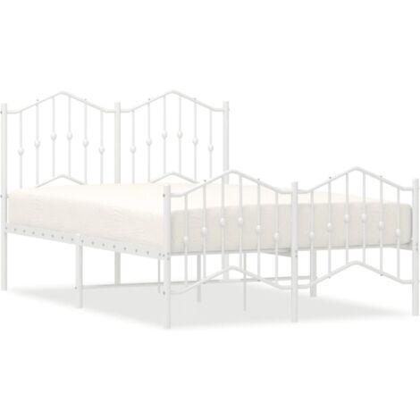 Cadre de lit métal avec tête de lit-pied de lit blanc 120x190 (1/5)