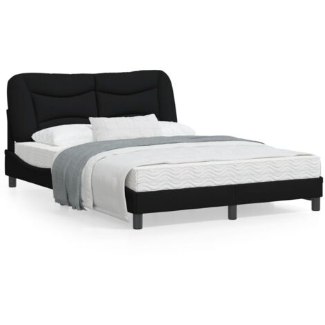 Cadre de lit avec tête de lit Noir 120x200 Tissu (1/5)