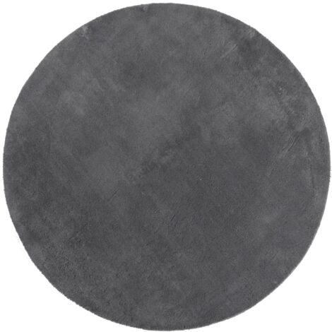 Tapis HUARTE à poils courts doux et lavable anthracite Ø 120cm (1/5)