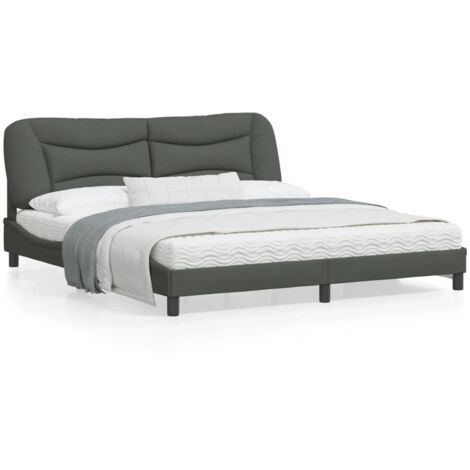 Cadre de lit avec tête de lit Gris foncé 180x200 Tissu (1/5)