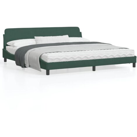 Cadre de lit avec tête de lit Vert foncé 200x200 Velours (1/5)
