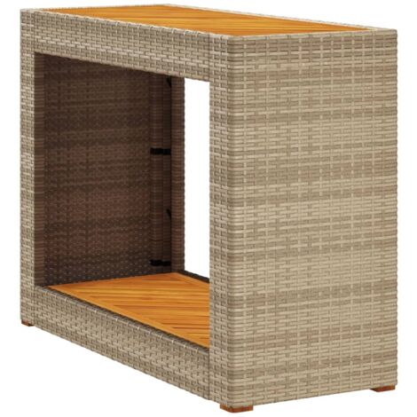 Table d'appoint de jardin dessus en bois beige 100x40x75 (1/5)