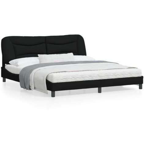 Cadre de lit avec lumières LED noir 180x200 tissu (1/5)