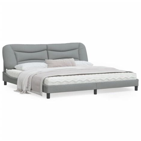 Cadre de lit avec tête de lit Gris clair 200x200 Tissu (1/5)