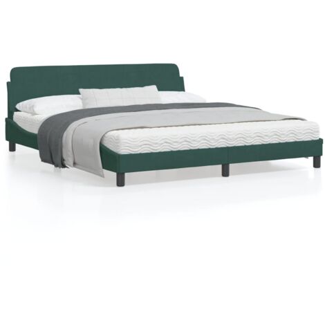 Cadre de lit avec tête de lit Vert foncé 180x200 Velours (1/5)