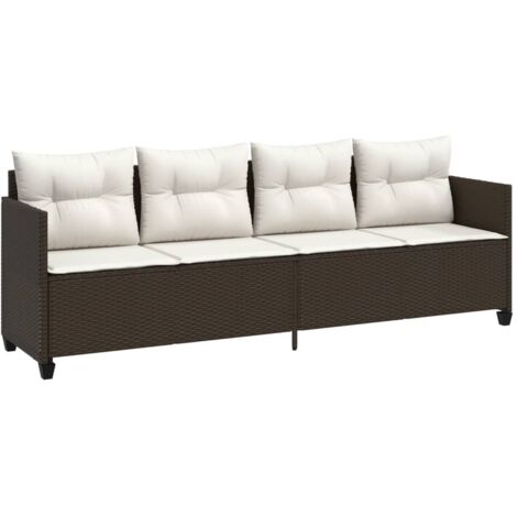 Chaise longue avec coussins marron résine tressée (1/5)