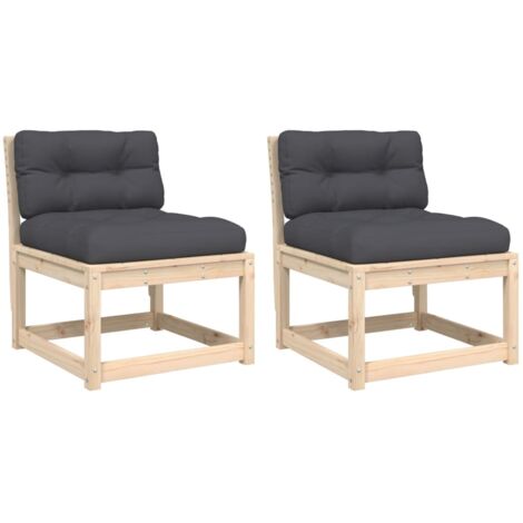 Canapés de jardin avec coussins 2pcs bois de pin massif (1/5)