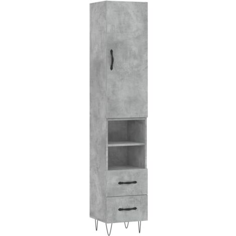 Buffet haut Gris béton 34,5x34x180 Bois d'ingénierie (1/5)