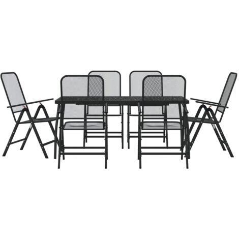 Ensemble à manger de jardin 7 pcs anthracite métal maille (1/5)