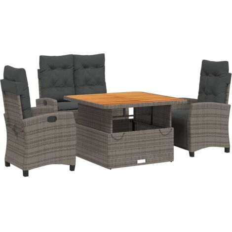 Ensemble à manger jardin 4pcs et coussins Gris Résine tressée (1/5)