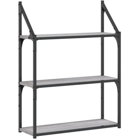 Étagère murale 3 niveaux sonoma gris 60x21x78,5 (1/5)