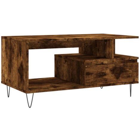 Table basse Chêne fumé 90x49x45 Bois d'ingénierie (1/5)