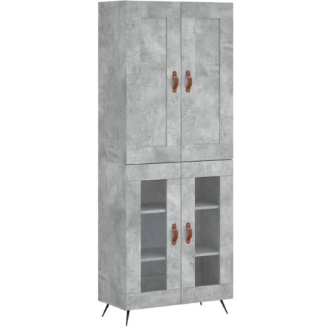 Buffet haut Gris béton 69,5x34x180 Bois d'ingénierie (1/5)