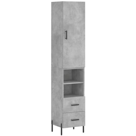 Buffet haut Gris béton 34,5x34x180 Bois d'ingénierie (1/5)