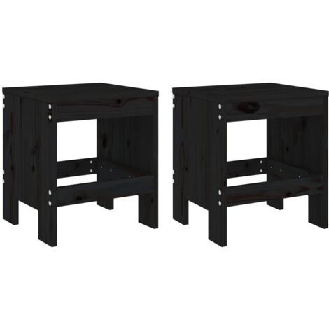 Tabourets de jardin 2 pcs noir 40x36x45 bois massif de pin (1/5)