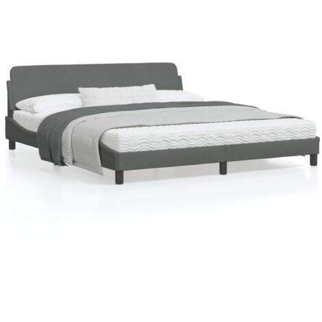 Cadre de lit avec tête de lit Gris foncé 180x200 Tissu (1/5)