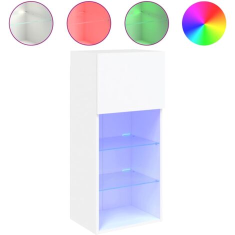 Meuble TV avec lumières LED blanc 40,5x30x90 (1/5)