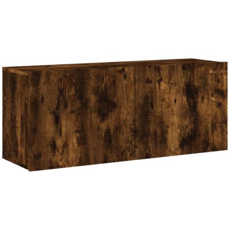 Meuble TV mural chêne fumé 100x30x41 (1/5)