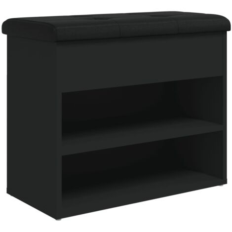 Banc à chaussures noir 62x32x50 bois d'ingénierie (1/5)
