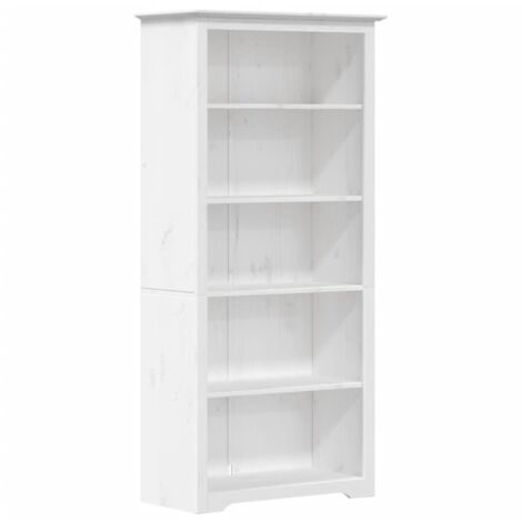 Bibliothèque BODO blanc 80x38x180 bois pin massif 5 niveaux (1/5)