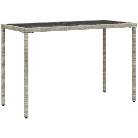 Table de jardin dessus en verre gris clair 115x54x74 rotin (1/5)