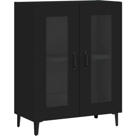 Buffet noir 69,5x34x90 bois d'ingénierie (1/5)