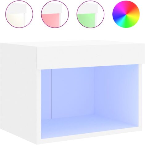 Table de chevet murale avec lumières LED blanc (1/5)