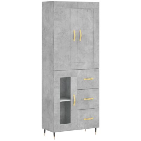 Buffet haut Gris béton 69,5x34x180 Bois d'ingénierie (1/5)