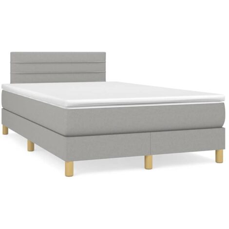 Sommier à lattes de lit matelas LED gris clair 120x190 tissu (1/5)