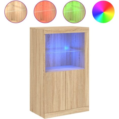 Armoire latérale avec lumières LED chêne sonoma (1/5)