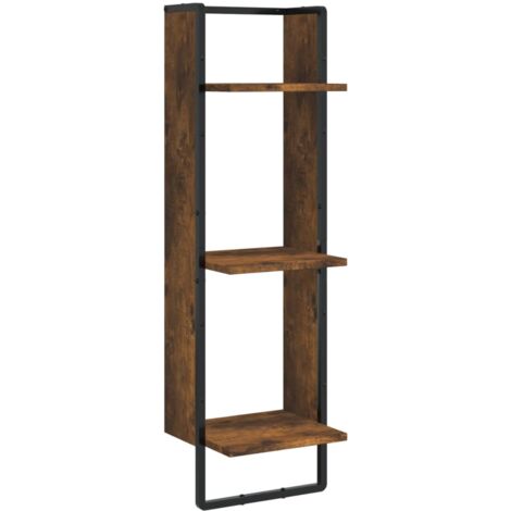 Étagère murale 3 niveaux chêne fumé 30x25x100 bois ingénierie (1/5)