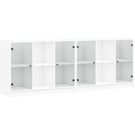 Bibliothèque avec portes blanc 204x37x75 bois d'ingénierie (1/5)