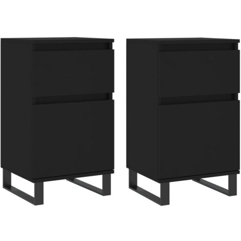 Buffets 2 pcs noir 40x35x70 bois d’ingénierie (1/5)