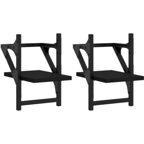 Étagères murales avec barres 2 pcs noir 20x25x30 (1/5)