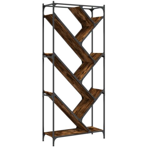 Bibliothèque chêne fumé 79x30x180 bois d'ingénierie et métal (1/5)