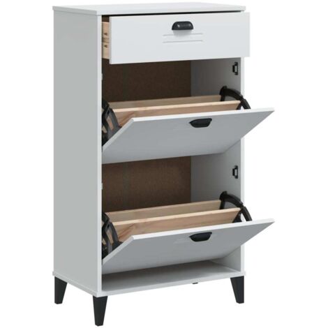 Armoire à chaussures VIKEN blanc bois de pin solide (1/5)