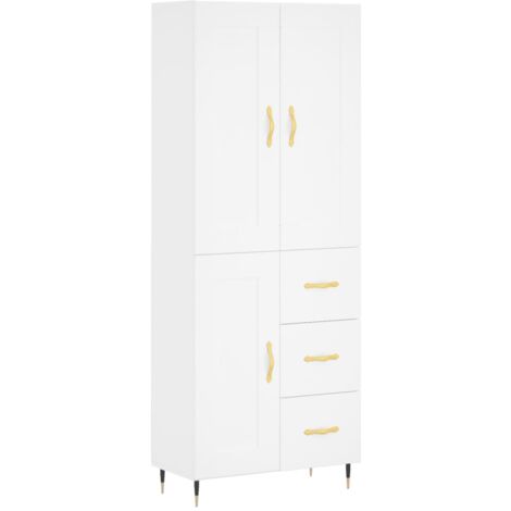 Buffet haut Blanc 69,5x34x180 Bois d'ingénierie (1/5)