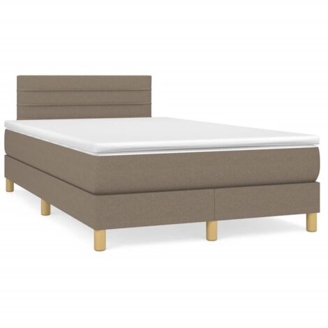 Sommier à lattes de lit matelas et LED taupe 120x190 tissu (1/5)