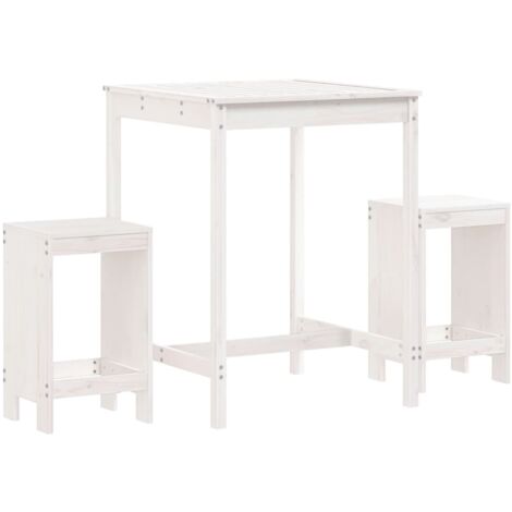 Ensemble de bar de jardin 3 pcs blanc bois de pin massif (1/5)