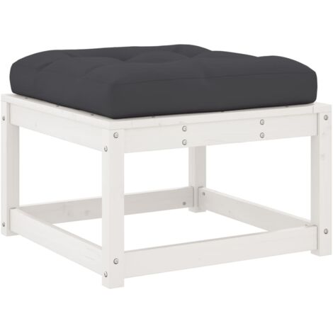 Repose-pied de jardin avec coussins blanc bois de pin massif (1/5)
