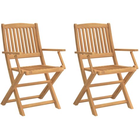 Chaises pliables de jardin 2 pcs bois massif d'acacia (1/5)